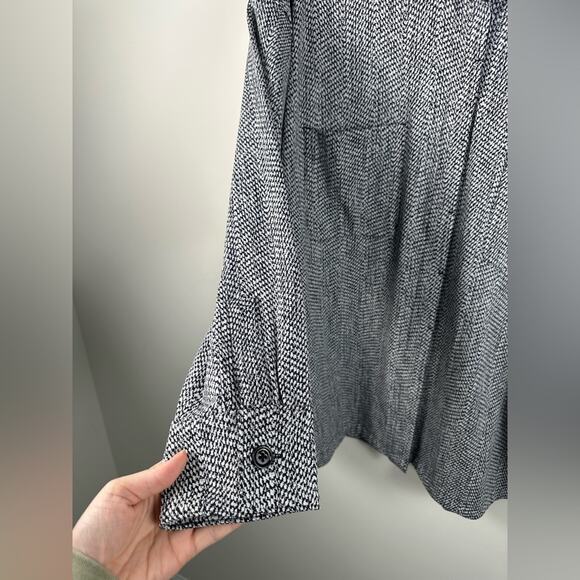 Athleta Textured Shirt Jacket Size 1X Oversized Black and White With Pickets - Picture 5 of 7
